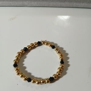 NWT Handcrafted Gold Tone and Black Beaded Infant / Children's Bracelet